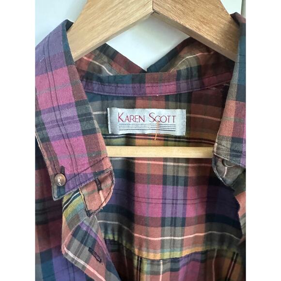 Vintage 90s Plaid Womens Button Down Shirt Size M Cotton Preppy Twee Academia - Picture 3 of 11